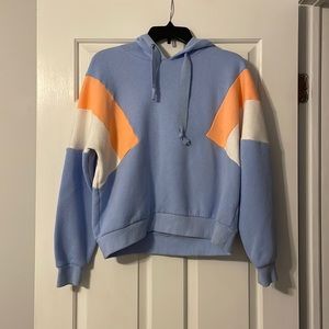 hippie rose blue cropped hoodie
